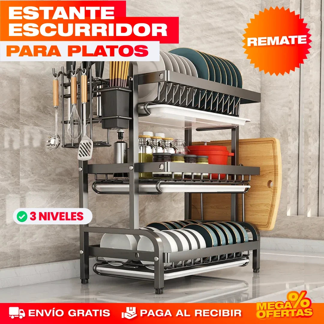 Escurridor de Platos de 3 Niveles