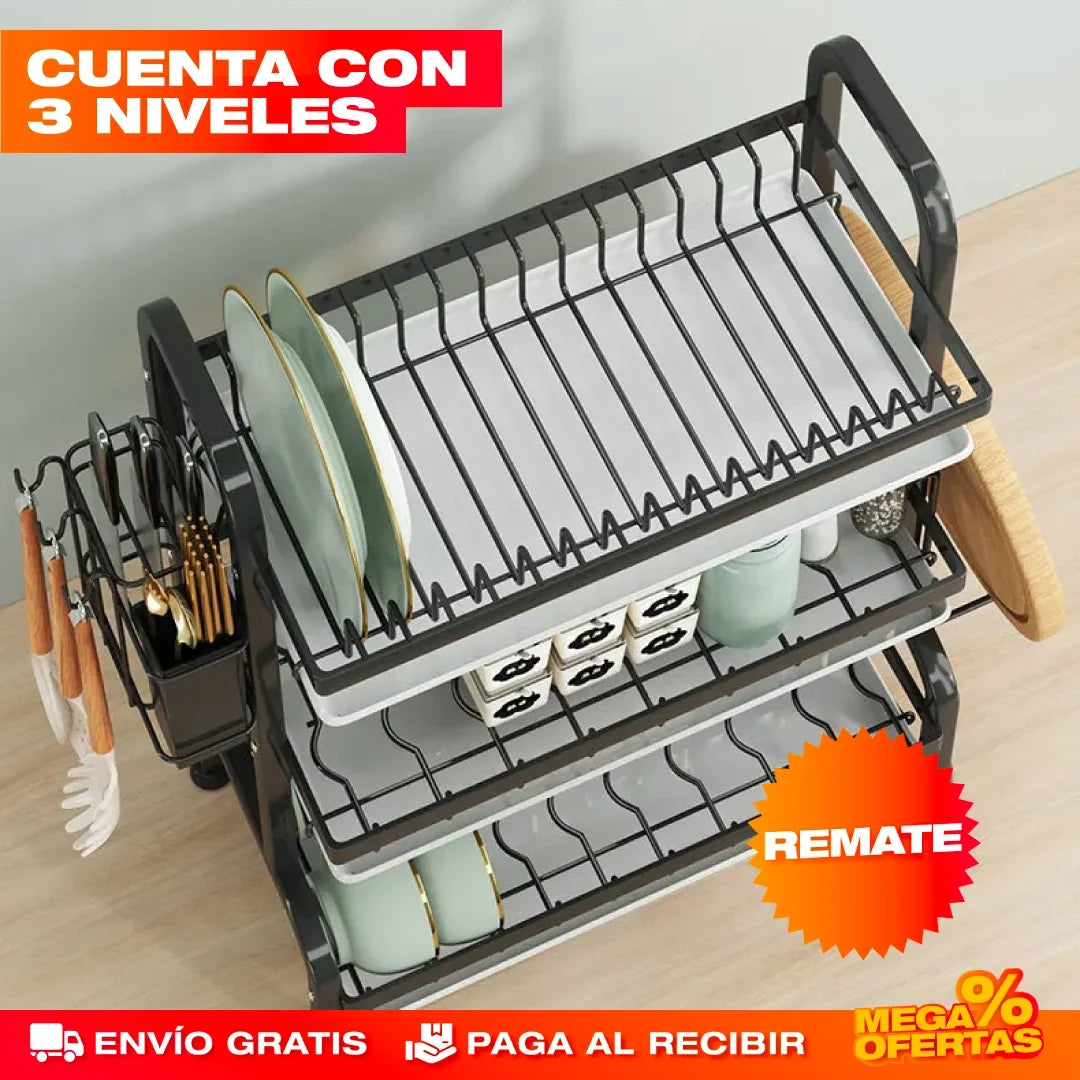 Escurridor de Platos de 3 Niveles